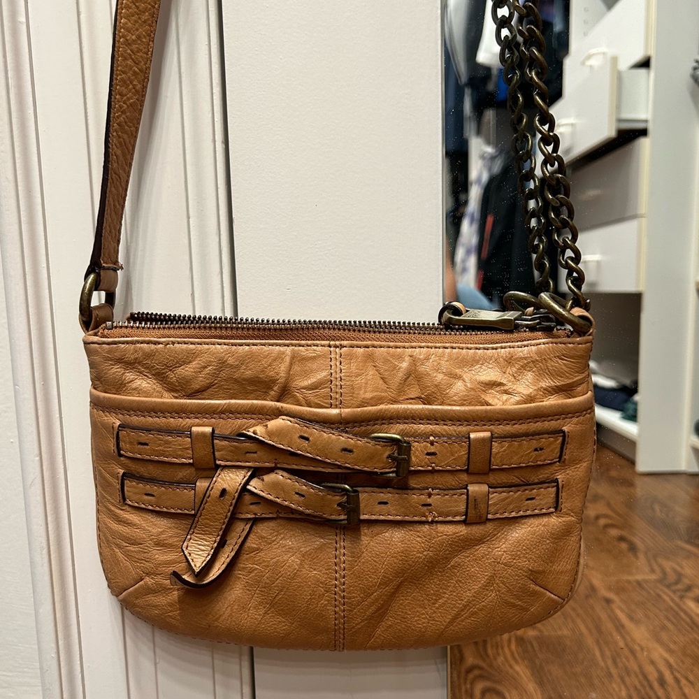 ANDREW MARC
Leather Handle Bag, with half chain half leather strap
